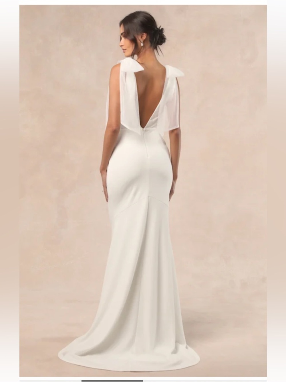 NWT Lulus Desiree White Tie-Strap Jacquard Mermaid Maxi Dress - Picture 3 of 7